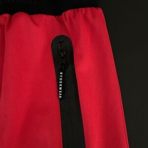 Ryderwear Men’s Action Mesh Training Shorts for the Gym, Red, Size Large